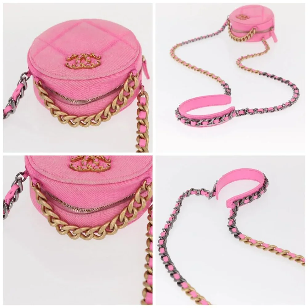 CHANEL Matelasse Chain Shoulder Bag Canvas Pink Gold CC Auth bs32090 - Picture 16 of 16